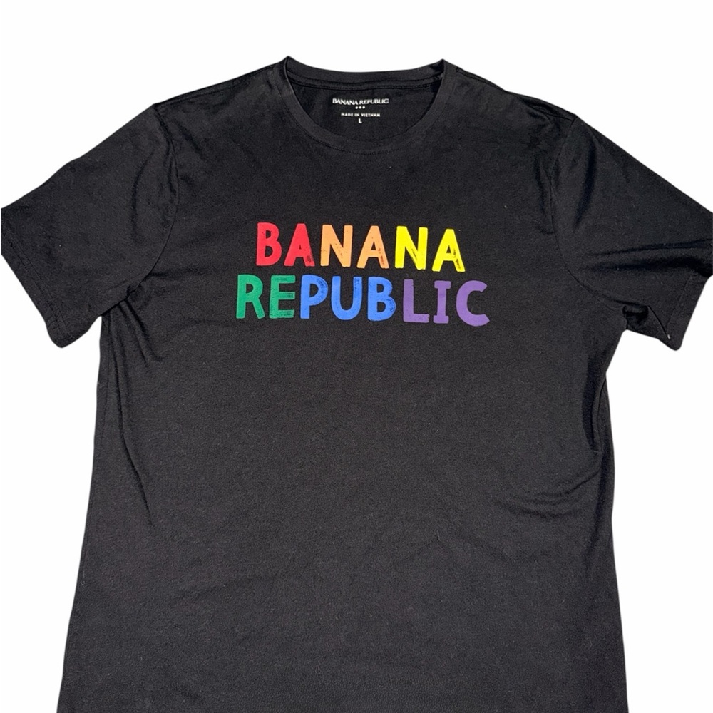 Banana Republic Rainbow Logo Graphic T-Shirt – Black – Size L - Picture 1 of 4